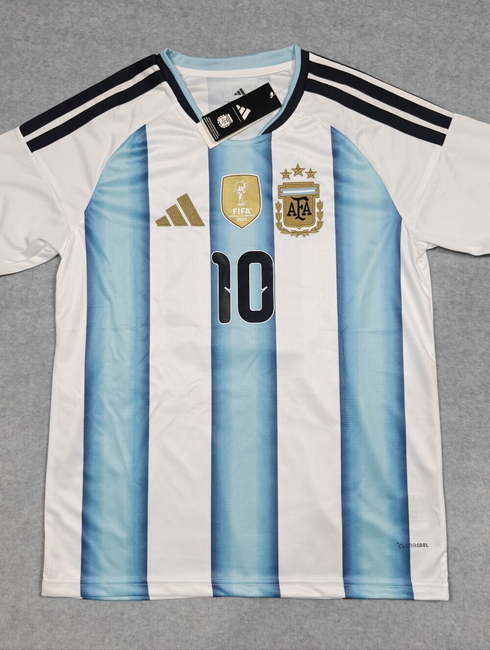 adidas Argentina Messi #10 Home Soccer Jersey - White & Sky Blue